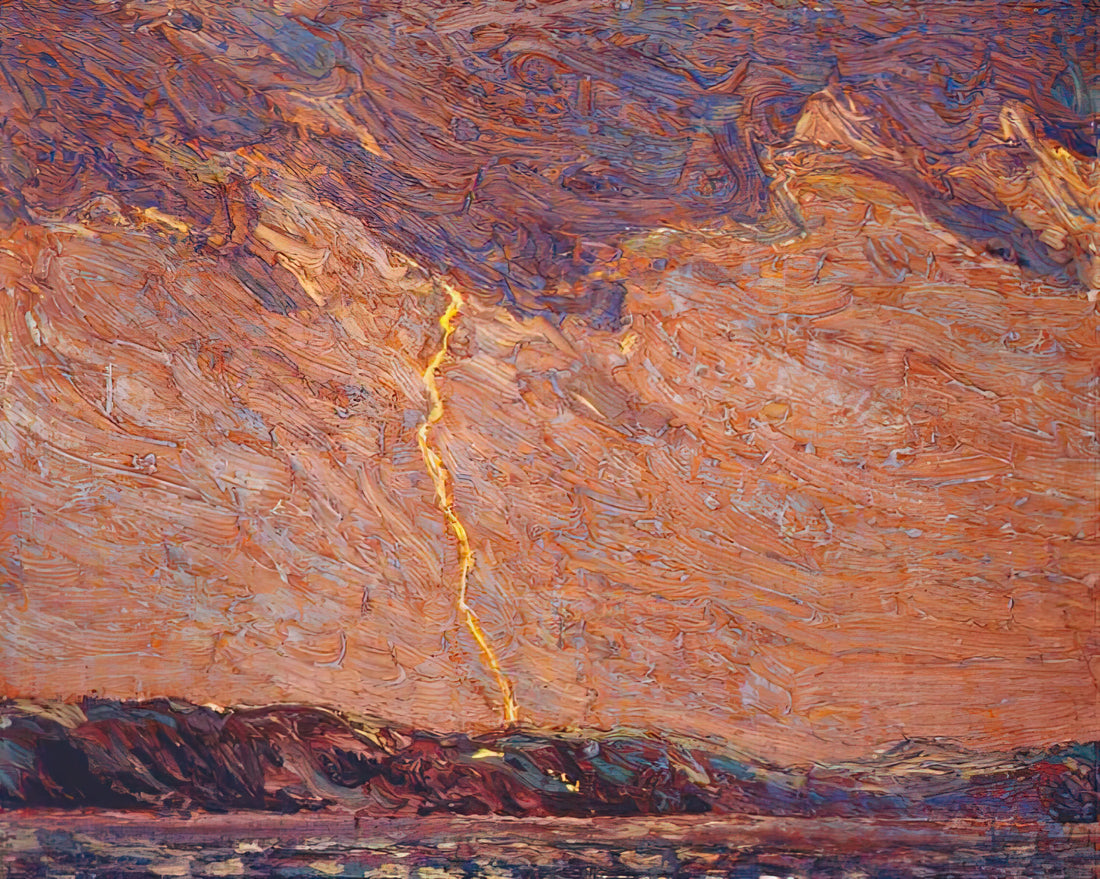 Tom Thomson Canoe Print: Capturing the Spirit of the Canadian Wilderness - LIGHTNING CANOE LAKE 1915 by Tom Thomson