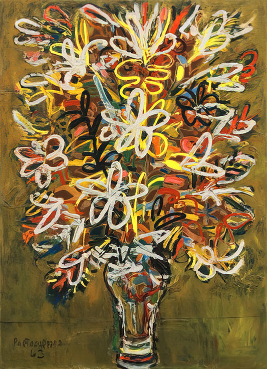 Understanding Portocarrero Paintings Prices: A Collector's Guide to Value, Rarity, and Investment - FLOWER VASE 1963 by Rene Portocarrero