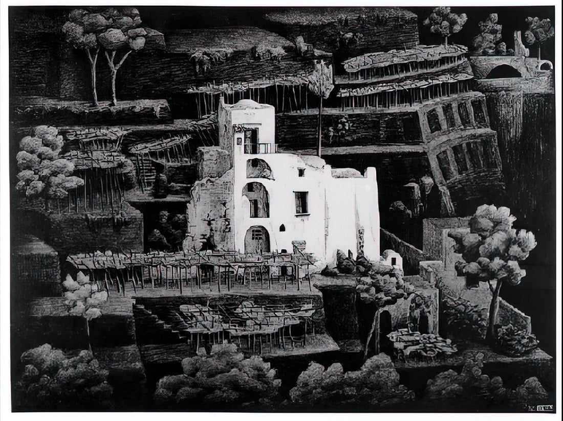 Unraveling the Paradox: Exploring MC Escher Knots and Interwoven Worlds - FARMHOUSE RAVELLO by MC Escher