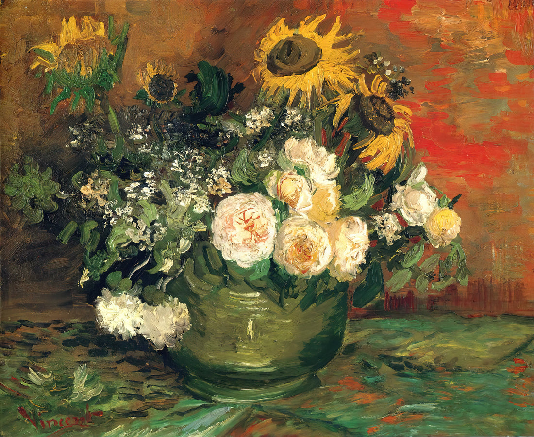 Van Gogh Canvas Art: A Collector's Guide to Authentic Museum-Quality Prints - Still Life with Roses and Sunflowers by Vincent van Gogh