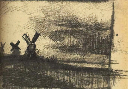Van Gogh Crabs Print: A Masterpiece of Still Life Symbolism and Artistic Evolution - Mills in the Neighbourhood of Dordrecht by Vincent van Gogh