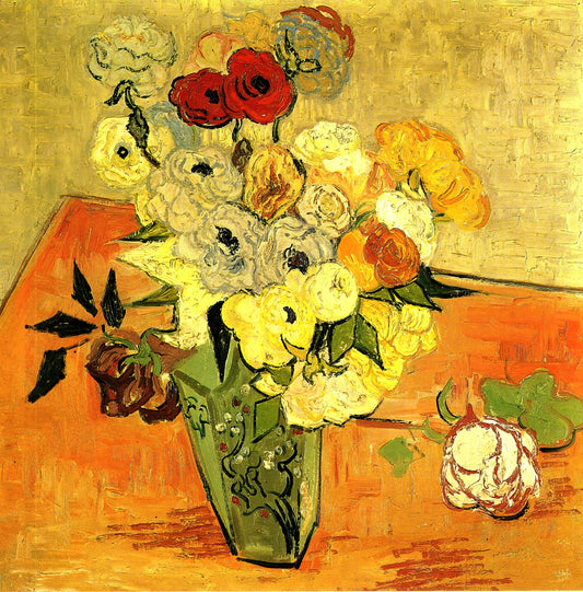 Van Gogh Love: The Passionate Heart Behind the Masterpieces - Japanese Vase with Roses and Anemones by Vincent van Gogh