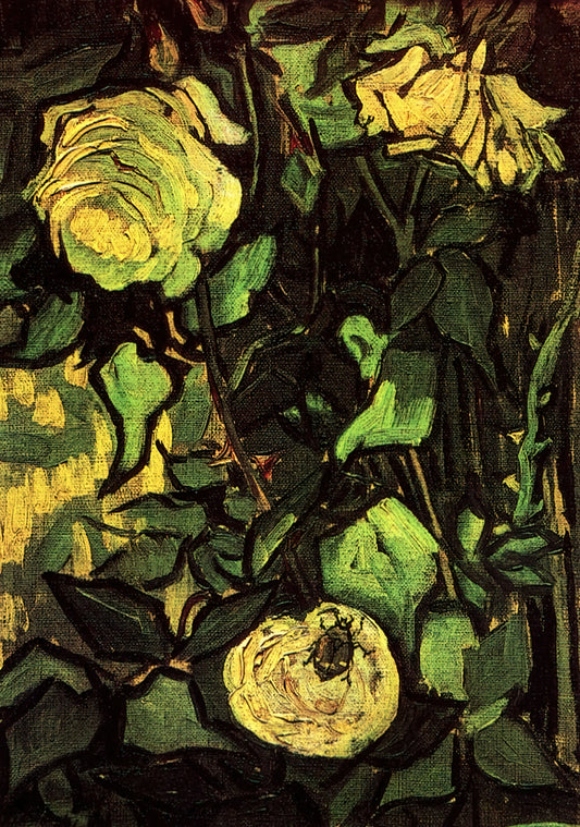 Van Gogh Reproductions: A Curator's Guide to Museum-Quality Art Prints - Roses and Beetle by Vincent van Gogh