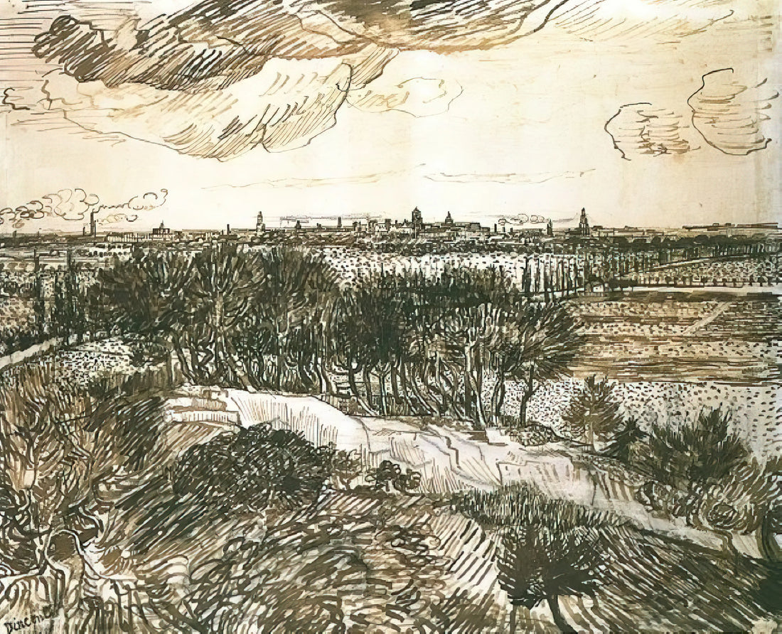 Van Gogh Self Portrait Print: A Window into the Artist's Soul - View of Arles from a Hill by Vincent van Gogh