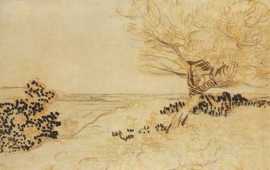 Van Gogh Skull Smoking Poster: Decoding the Artist's Symbolism and Modern Interpretations - Landscape with a Tree in the Foreground by Vincent van Gogh
