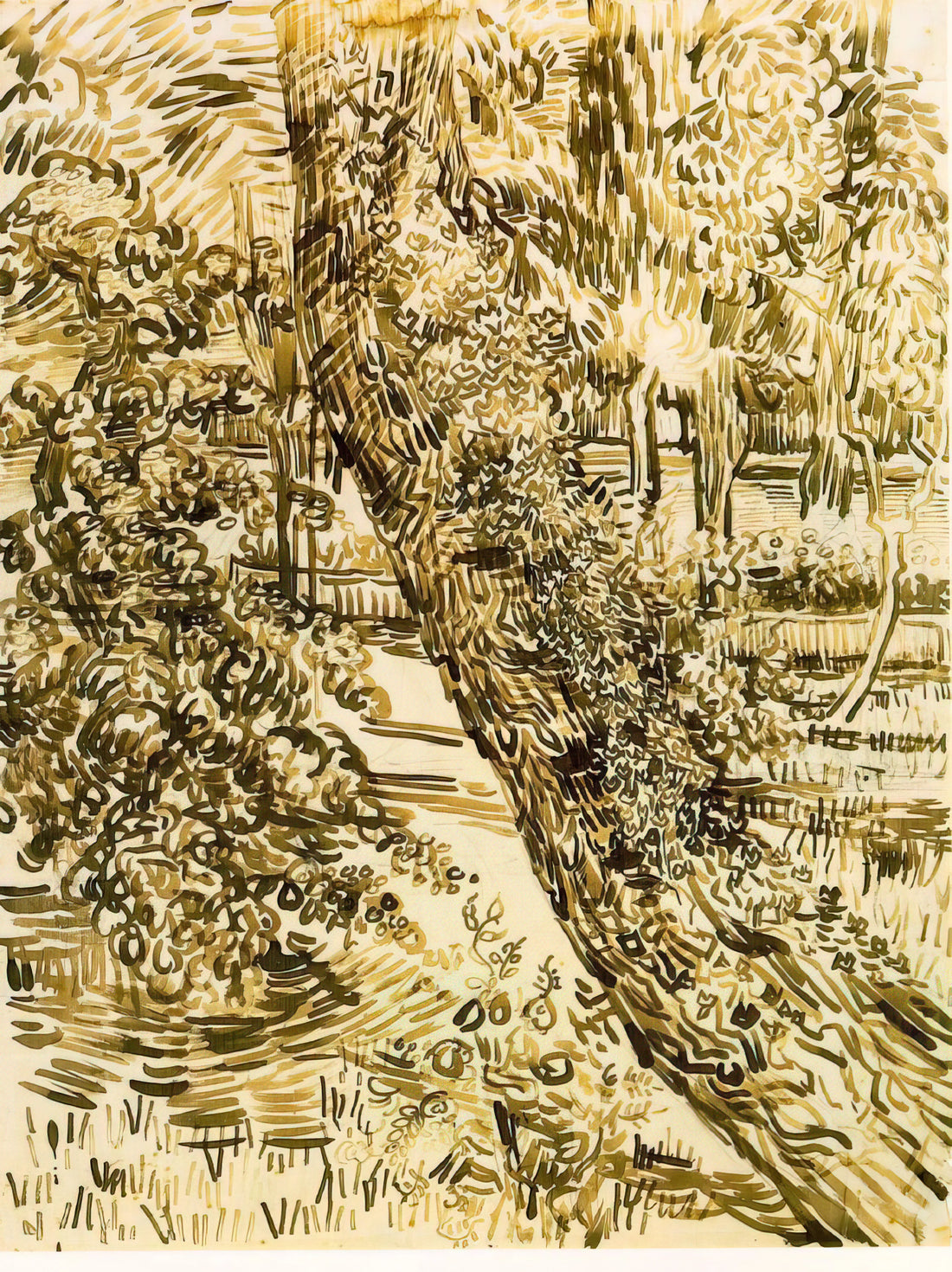 Van Gogh Sunflowers at the National Gallery: A Masterpiece of Light and Legacy - Tree with Ivy in the Asylum Garden by Vincent van Gogh