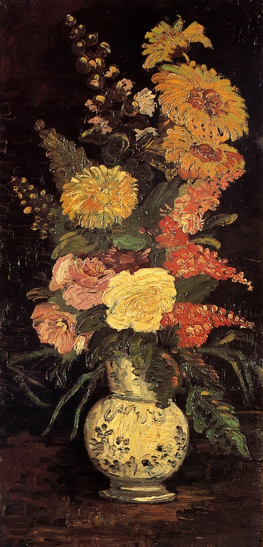 Van Gogh and Japanese Art: The Transformative Influence of Ukiyo-e on a Post-Impressionist Master - Vase with Asters, Salvia and Other Flowers by Vincent van Gogh