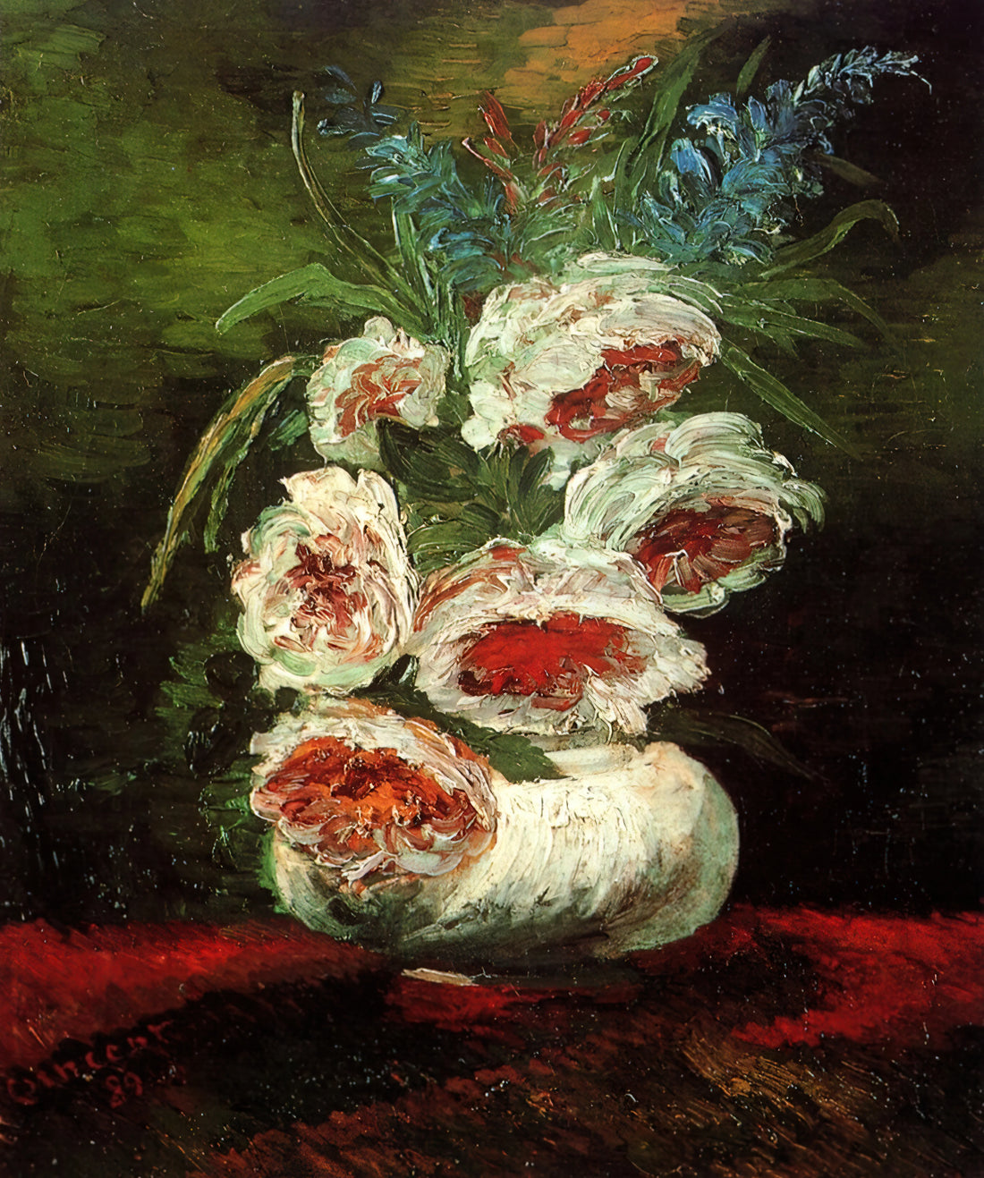 Van Gogh's Café Terrace at Night Print Framed: A Collector's Guide to the Iconic Starry Night Scene - Vase with Peonies by Vincent van Gogh
