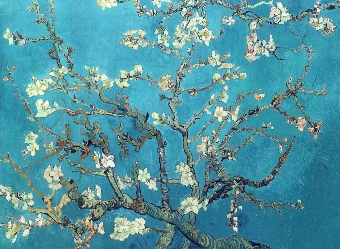 Vincent van Gogh Fishing in the Spring: A Masterpiece of Light and Renewal - Branches with Almond Blossom by Vincent van Gogh