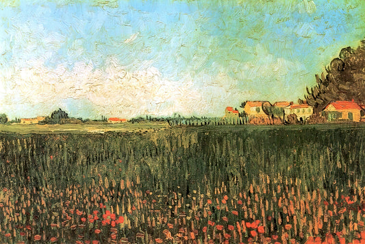 Vincent van Gogh: The Tormented Genius Who Transformed Modern Art - Farmhouses in a Wheat Field Near Arles by Vincent van Gogh