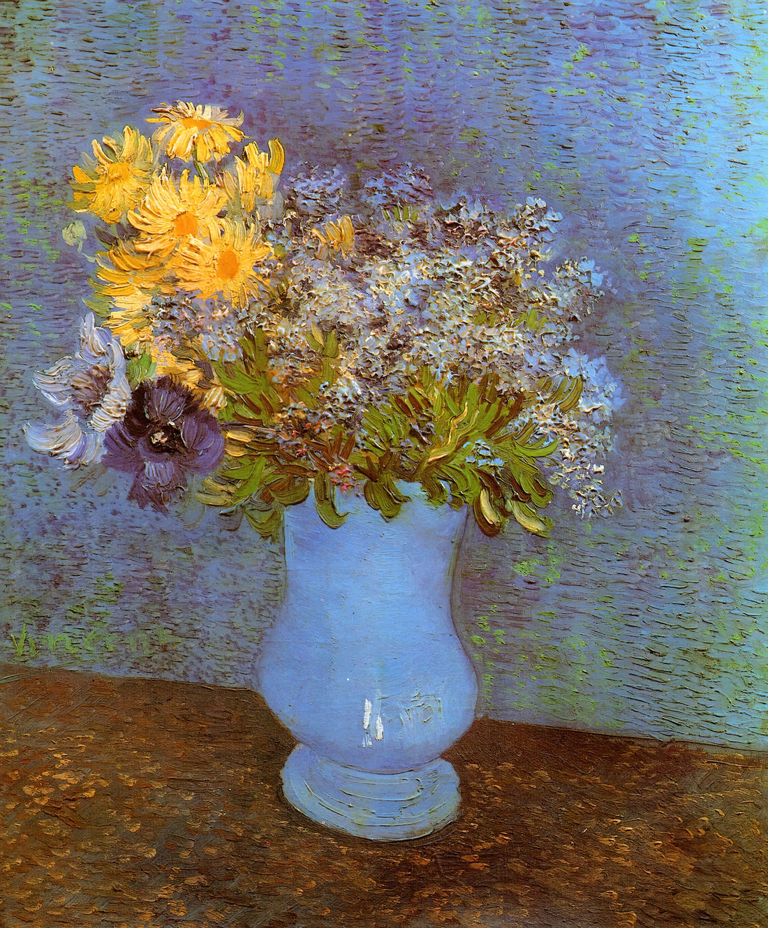 Vincent van Gogh's Field of Poppies: A Masterpiece of Color and Emotion - Vase with Lilacs, Daisies and Anemones by Vincent van Gogh