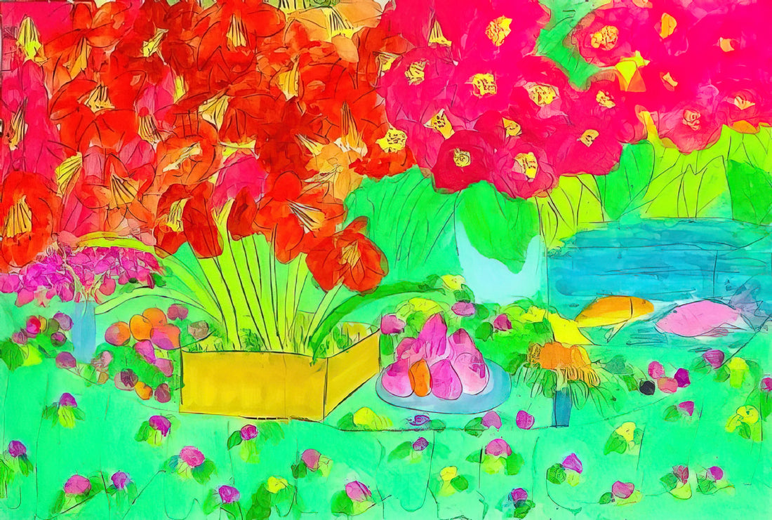 Walasse Ting Posters: A Vibrant Legacy of Color and Expression - Rose Garden - 1990 by Walasse Ting