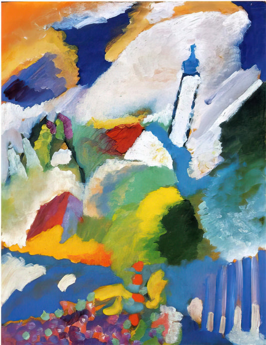 Wassily Kandinsky 1923 On White II: A Masterpiece of Abstract Expressionism - MURNAU WITH A CHURCH 1910 by Wassily Kandinsky