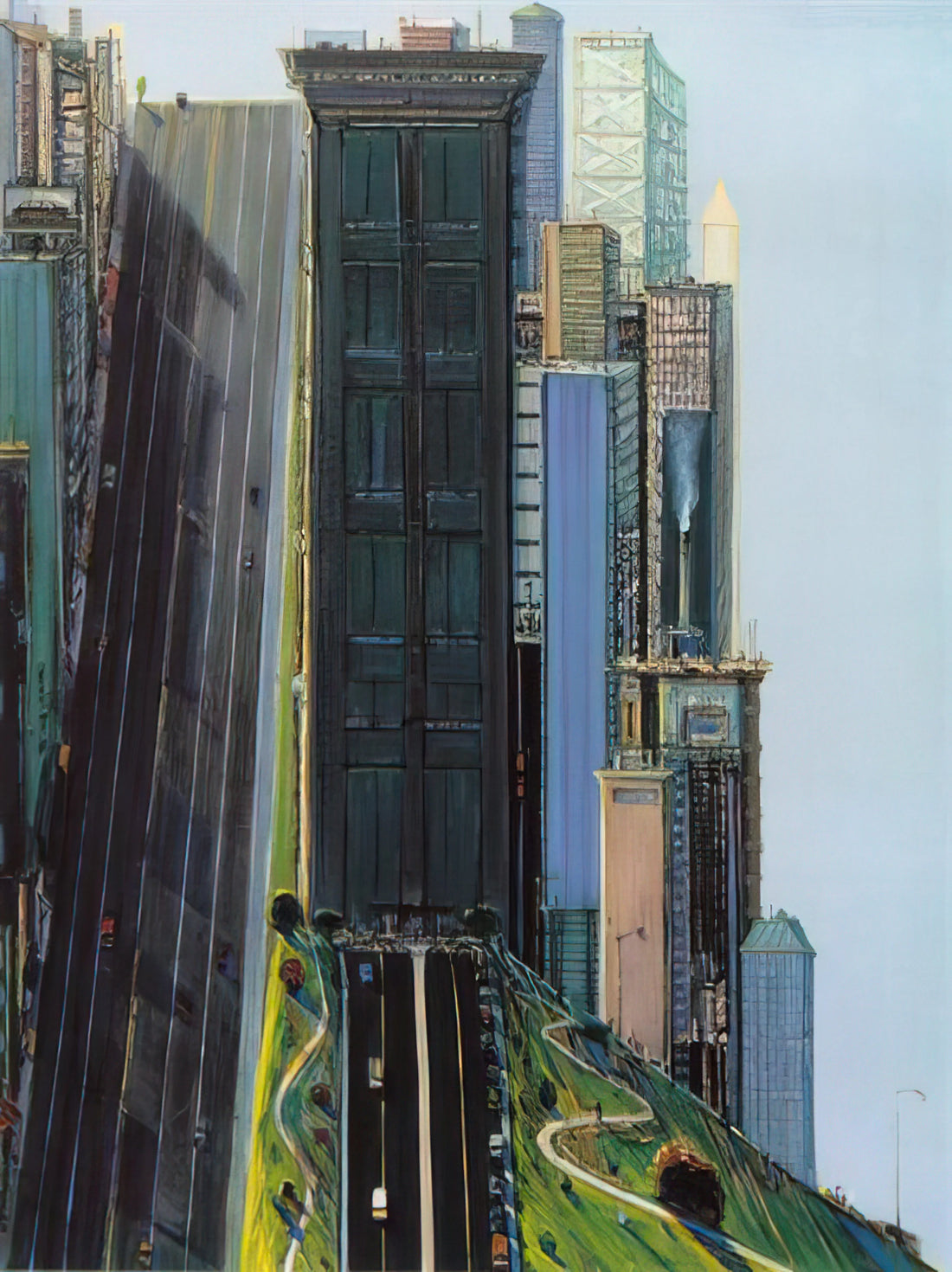 Wayne Thiebaud Inspired Art: How the Master of Desserts Shaped Contemporary Visual Culture - Hill Street Day City - 1981 by Wayne Thiebaud
