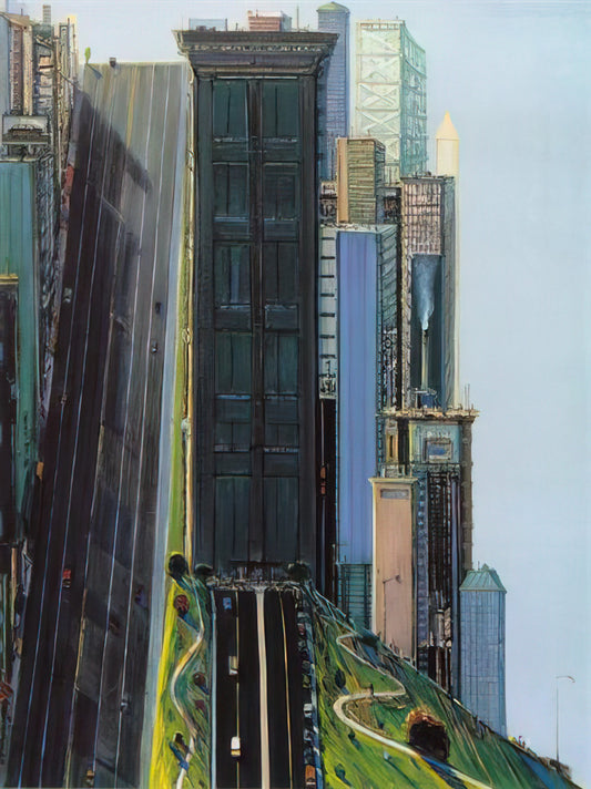 Wayne Thiebaud Inspired Art: How the Master of Desserts Shaped Contemporary Visual Culture - Hill Street Day City - 1981 by Wayne Thiebaud