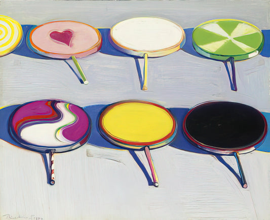 Wayne Thiebaud: A Paintings Retrospective - Seven Suckers - 1970 by Wayne Thiebaud