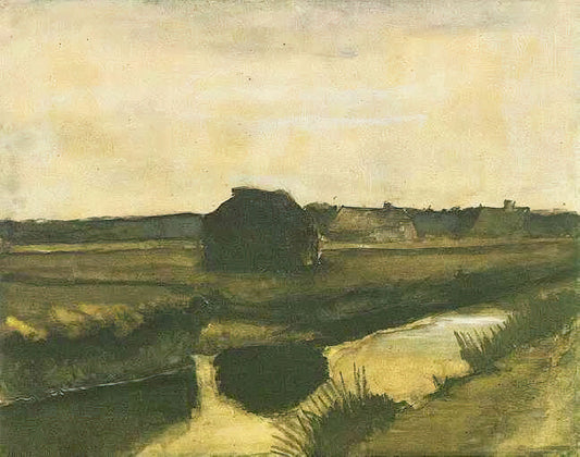 Wheatfield with Crows Print: Van Gogh's Final Masterpiece and Its Enduring Legacy - Landscape with a Stack of Peat and Farmhouses by Vincent van Gogh