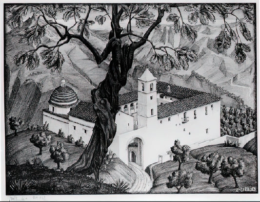 William Escher: The Visionary Artist of Geometric Abstraction and Architectural Fantasy - CLOISTER NEAR ROCCA IMPERIALE CALABRIA by MC Escher