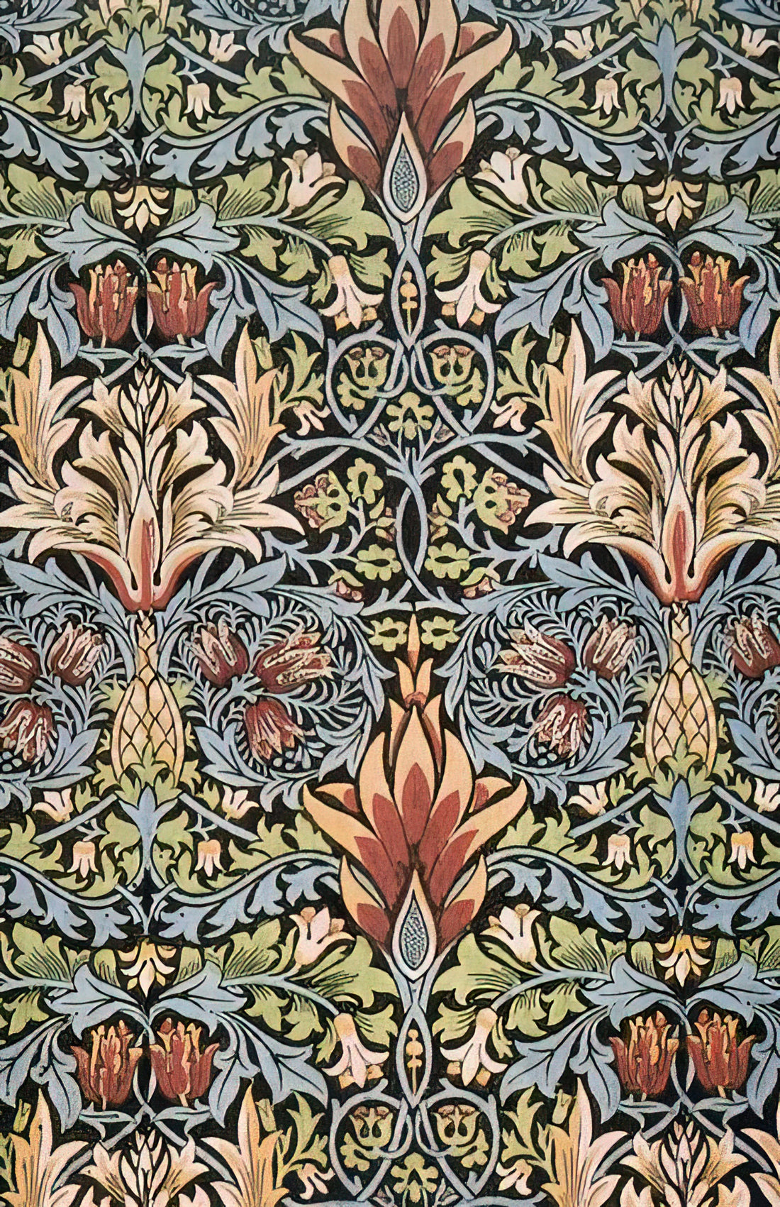 William Morris Porcelain: The Arts & Crafts Movement in Ceramic Form - SNAKESHEAD PRINTED TEXTILE 1876 by William Morris