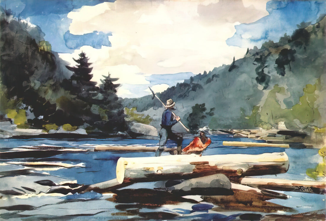 Winslow Homer Civil War Paintings: The Artist's Transformative Journey from Battlefield to Canvas - HUDSON RIVER LOGGING by Winslow Homer