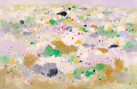 Wu Guanzhong Paintings: The Masterful Synthesis of Chinese and Western Art - The Blooming Mountain - Abstract Expressionism, Ink and wash painting by Wu Guanzhong