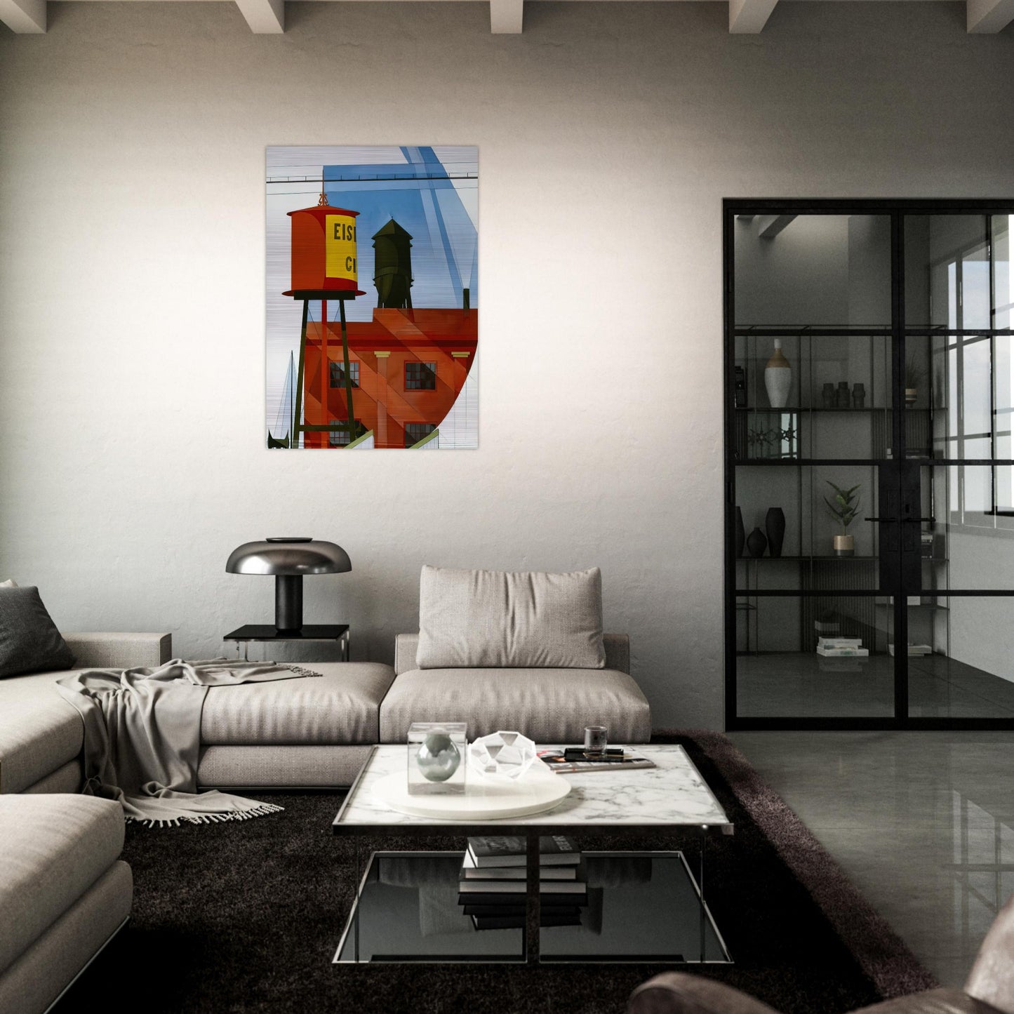 Buildings Abstraction, Lancaster - 1931 - Charles Demuth Brushed Aluminum Print - 70x100 cm / 28x40 inches | Charles Demuth Aluminum Print | Charles Demuth Prints