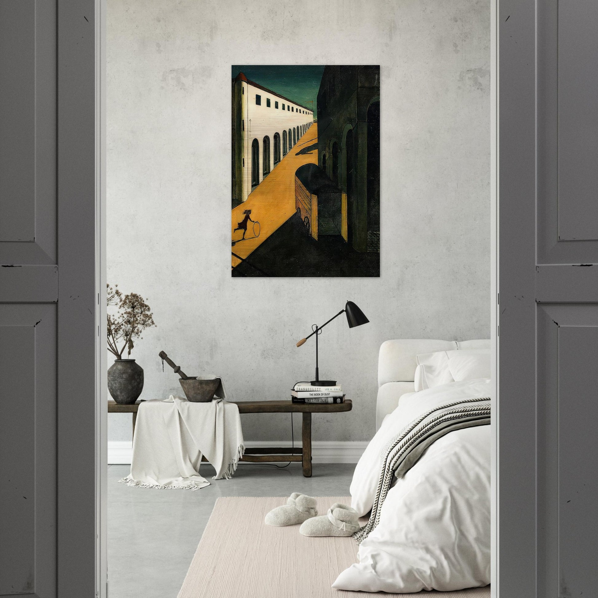 MYSTERY AND MELANCHOLY OF A STREET 1914 - Giorgio de Chirico Brushed Aluminum Print - 70x100 cm / 28x40 inches | Giorgio de Chirico Aluminum Print | Giorgio de Chirico Prints