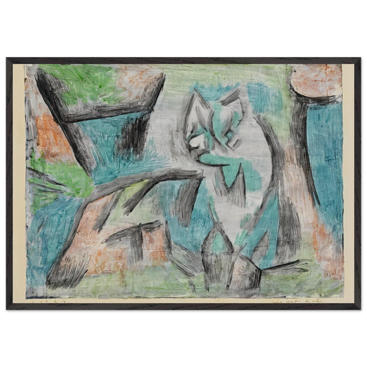 A KIND OF CAT 1937 - Paul Klee 70x100 cm / 28x40 inches Framed Art Print – Black Wooden Frame