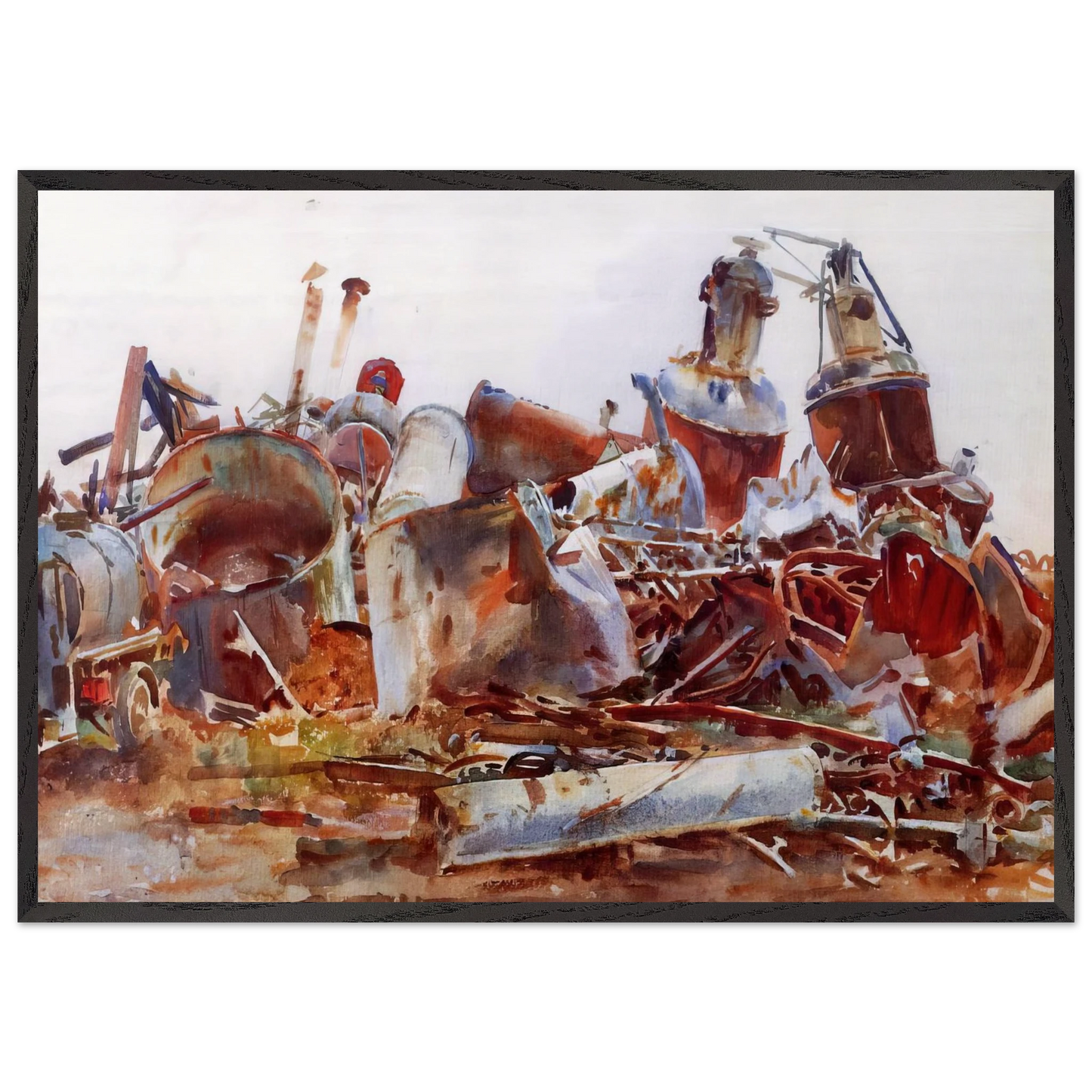 A Wrecked Sugar Refinery - John Singer Sargent 70x100 cm / 28x40 inches Framed Art Print – Black Wooden Frame