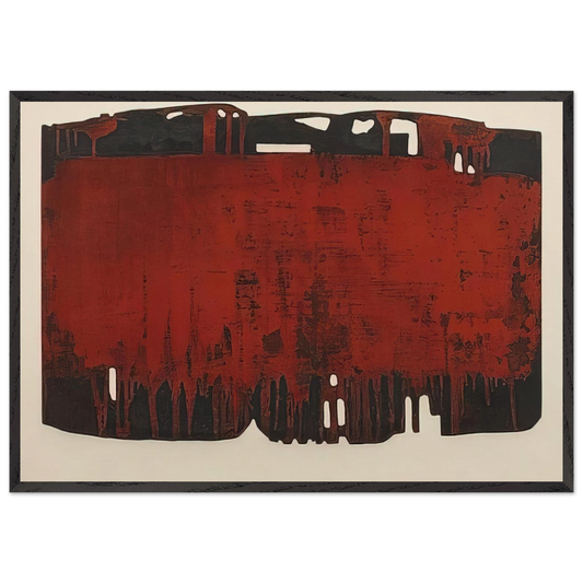Composition rouille et noire XXV - 1974 - Pierre Soulages 70x100 cm / 28x40 inches Framed Art Print – Black Wooden Frame