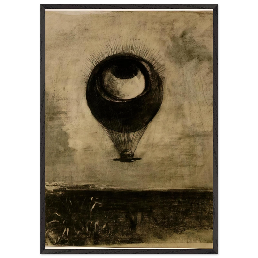 EYE BALLOON 1898 - Odilon Redon 70x100 cm / 28x40 inches Framed Art Print – Black Wooden Frame