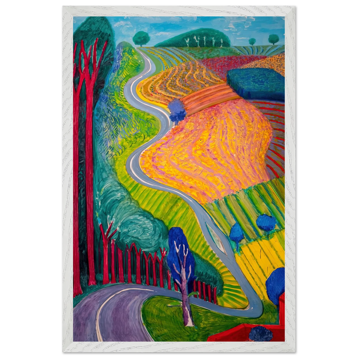 David Hockney - David Hockney Wall art - A3 (29.7 x 42  cm) - Premium Wooden Framed Poster With Fine Art Paper-canvas - White frame