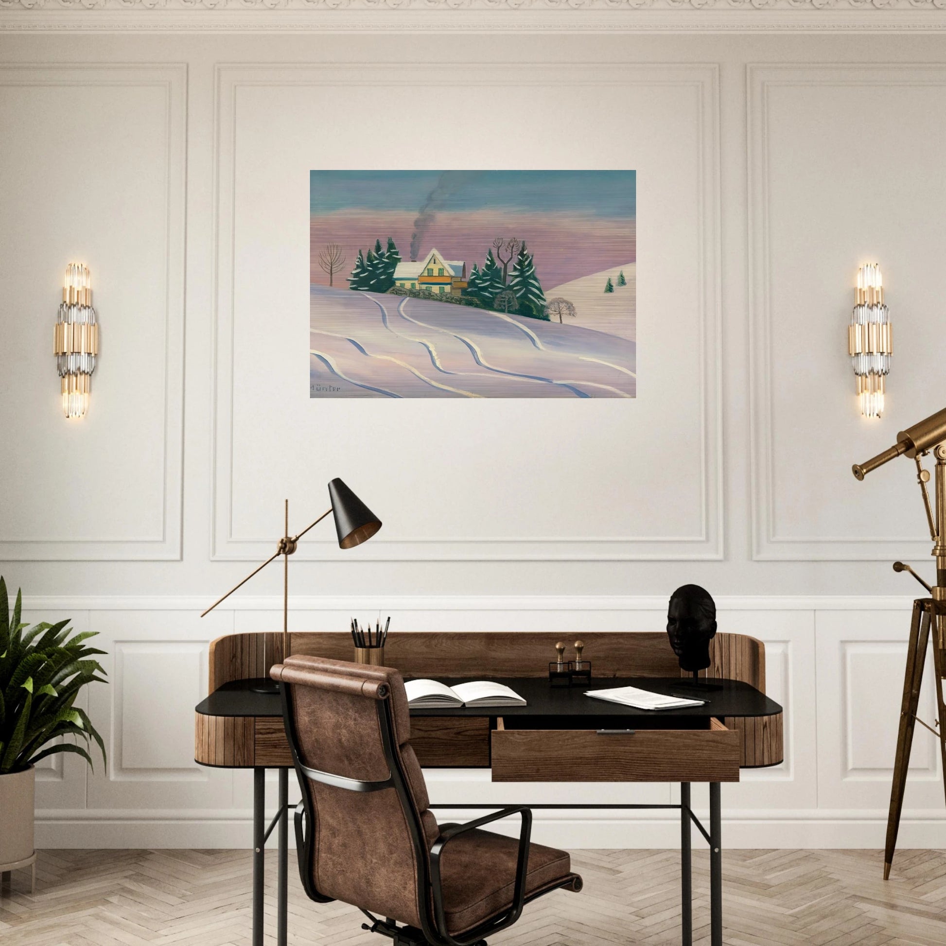 WINTERLANDSCAPE IN BAVARIA 1950 - Gabriele Munter Brushed Aluminum Print - 70x100 cm / 28x40 inches | Gabriele Munter Aluminum Print | Gabriele Munter Prints