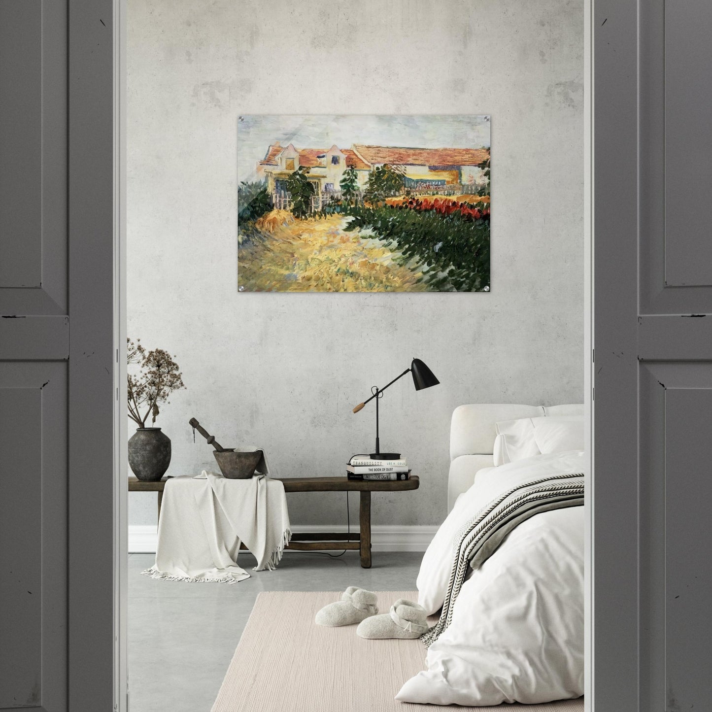 House with sunflowers - Vincent van Gogh Acrylic Print - 70x100 cm / 28x40″ inches