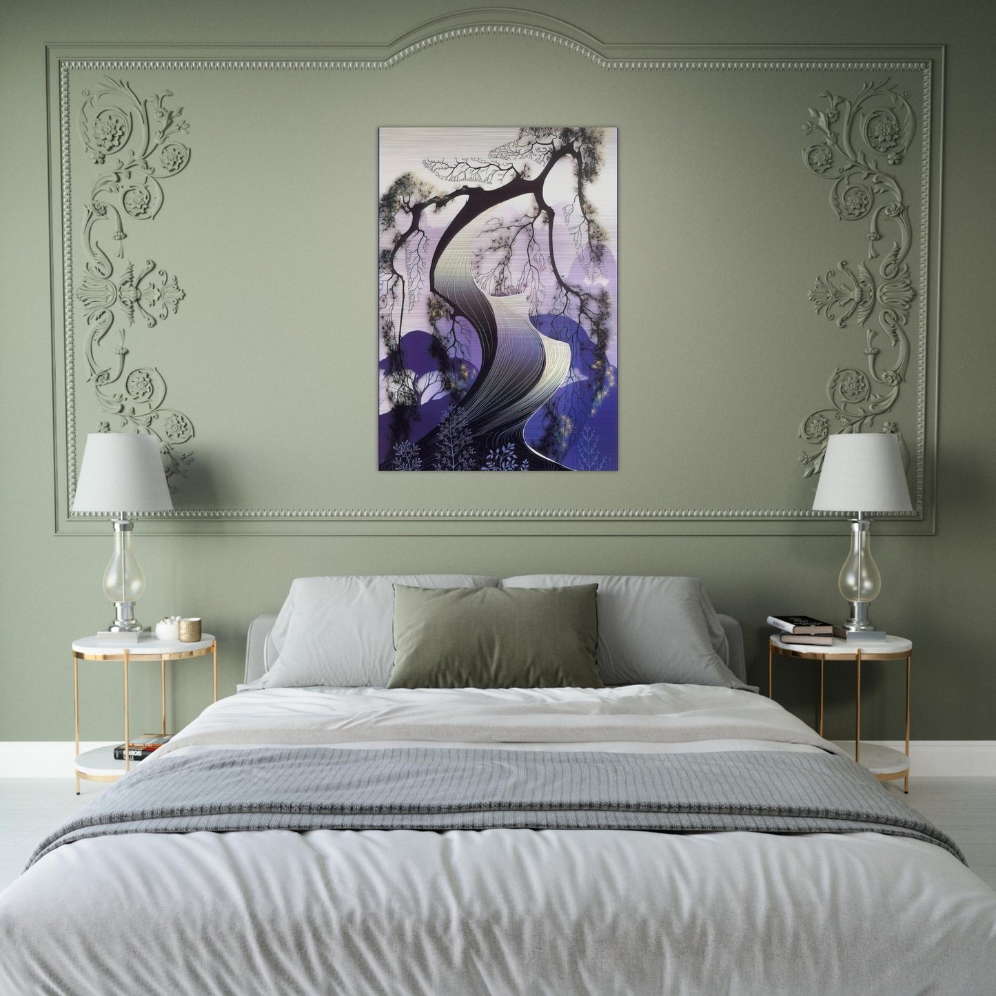 Bonsai - Eyvind Earle Brushed Aluminum Print - 70x100 cm / 28x40 inches | Eyvind Earle Aluminum Print | Eyvind Earle Prints