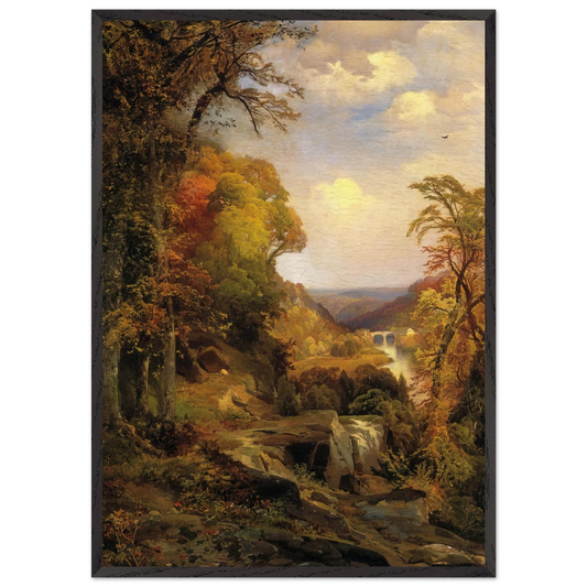 On the Wissahickon near Chestnut Hill - Thomas Moran 70x100 cm / 28x40 inches Framed Art Print – Black Wooden Frame