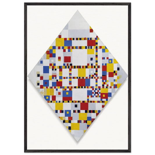 Victory Boogie Woogie - Piet Mondrian 70x100 cm / 28x40 inches Framed Art Print – Black Wooden Frame