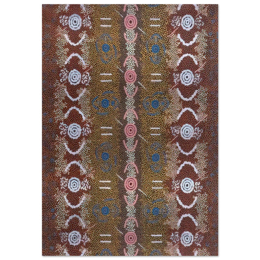 Honey Ant Dreaming - 1993 - Clifford Possum Tjapaltjarri Brushed Aluminum Print - 70x100 cm / 28x40 inches | Clifford Possum Tjapaltjarri Aluminum Print | Clifford Possum Tjapaltjarri Prints