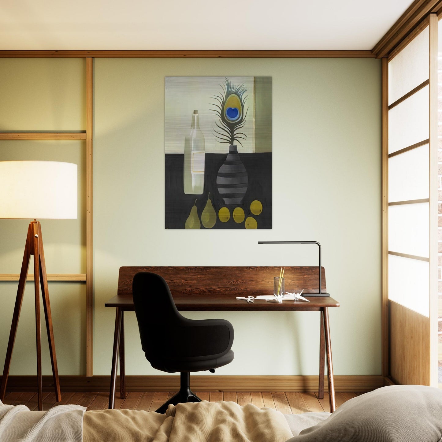 Peacock Feather Still Life - 2009 - Mary Fedden Brushed Aluminum Print - 70x100 cm / 28x40 inches | Mary Fedden Aluminum Print | Mary Fedden Prints