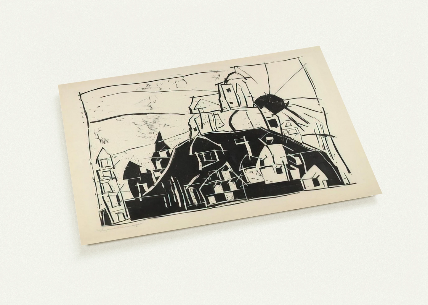 CITY ON THE MOUNTAIN STADT AUF DEM BERGE 1918 By Lyonel Feininger Pack of 10 Post Cards | Lyonel Feininger Post Cards | A6 (10.5 x 14.8 cm) - 4.1 x 5.8 inches