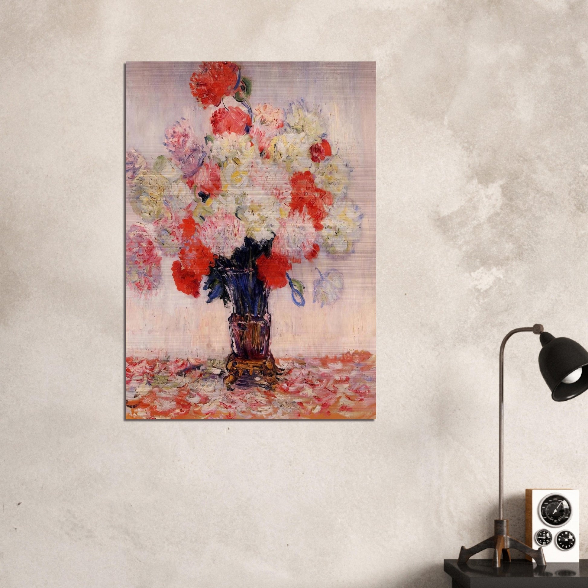 Vase of Peonies - claude monet Brushed Aluminum Print - 70x100 cm / 28x40 inches | claude monet Aluminum Print | claude monet Prints
