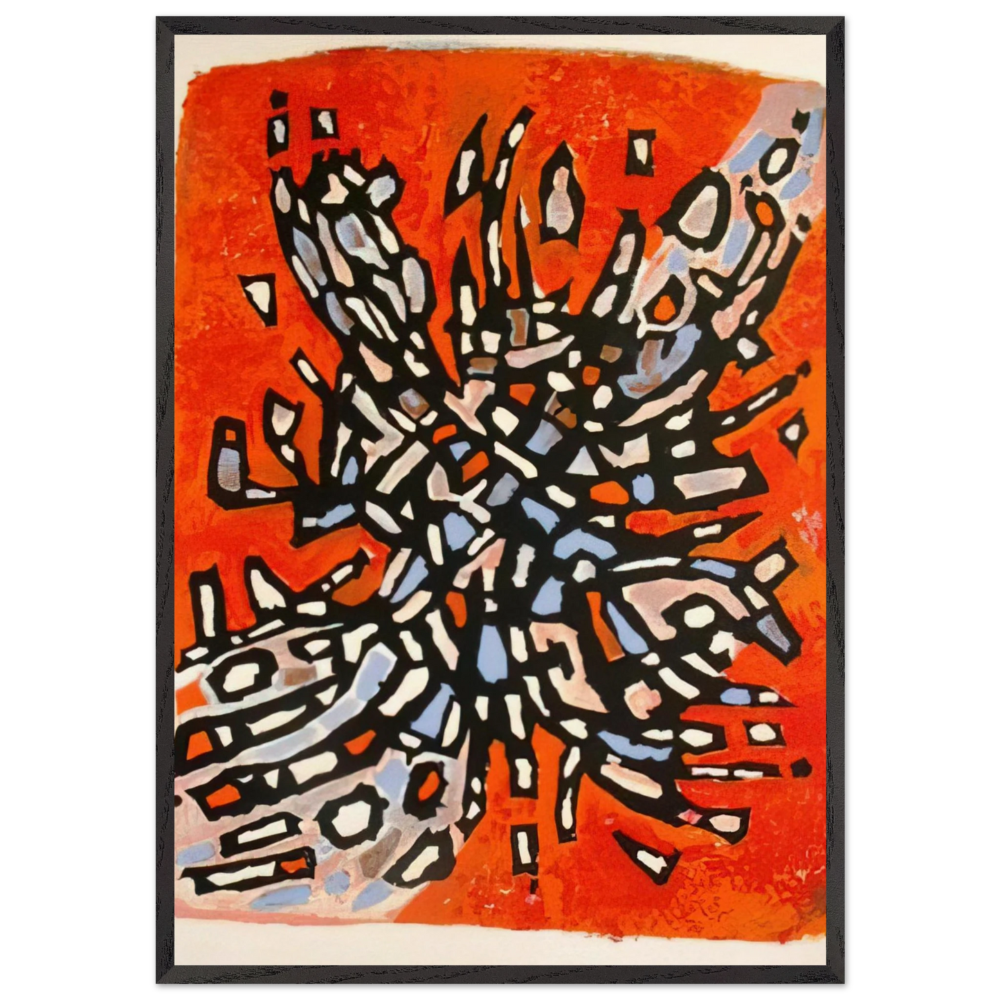 Plate from Les Cantiques Spirituels - 1958 - Alfred Manessier 70x100 cm / 28x40 inches Framed Art Print – Black Wooden Frame
