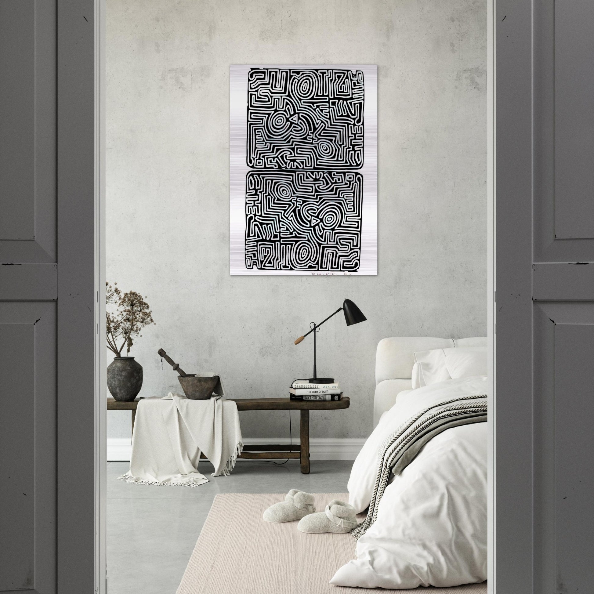 LABYRINTH 1989 - Keith Haring Brushed Aluminum Print - 70x100 cm / 28x40 inches | Keith Haring Aluminum Print | Keith Haring Prints
