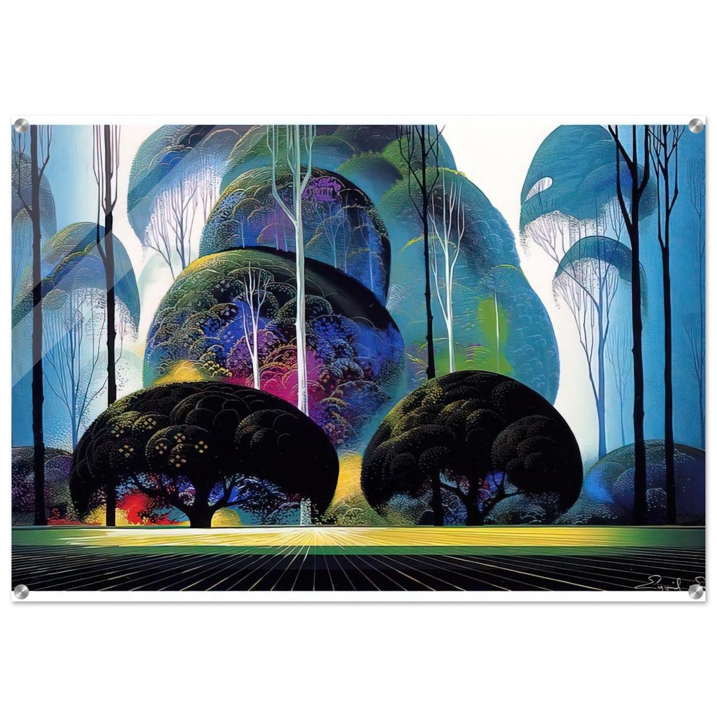 Green Forest - Eyvind Earle Acrylic Print - 70x100 cm / 28x40″ inches
