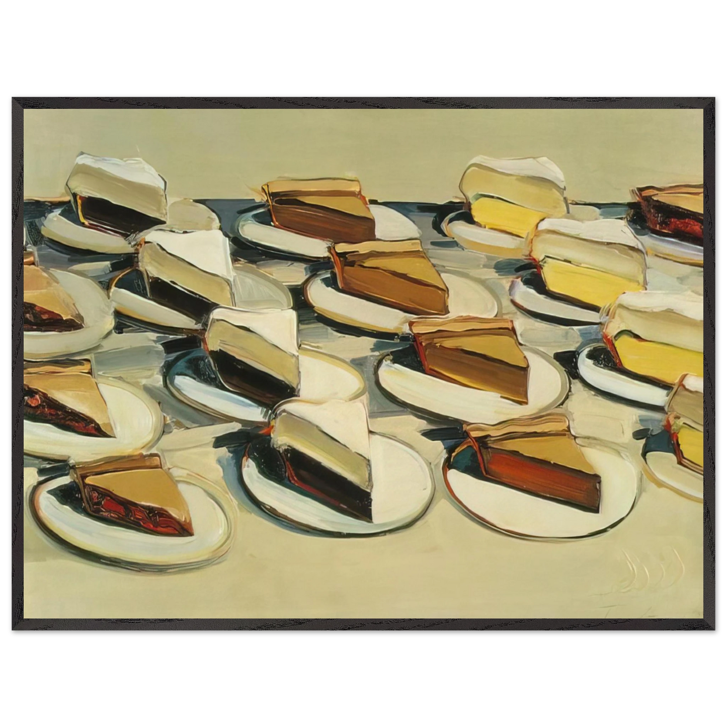 Wayne Thiebaud - Pies, Pies, Pies - 1961 Wall Art - 21x29.7 cm / 8x12" - Premium Wooden Framed Poster With Fine Art Paper-canvas - White frame