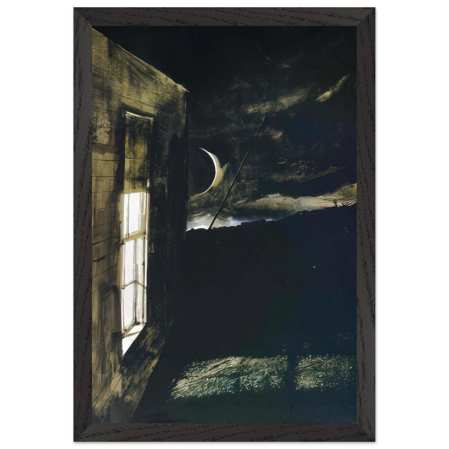 Andrew Wyeth - CRESCENT MOON Wall Art - 60x80 cm / 24x32 inches - Premium Wooden Framed Poster With Fine Art Paper-canvas - Black frame