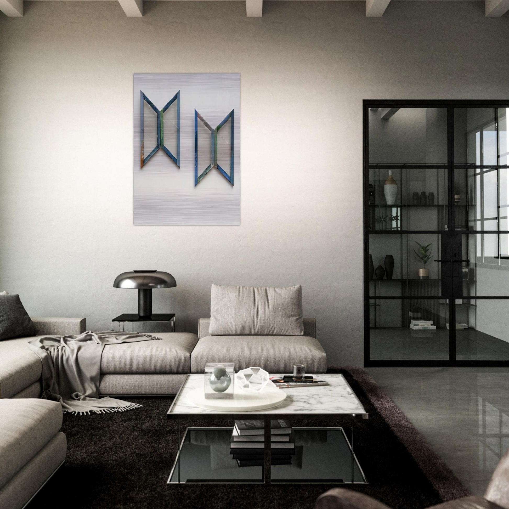 Quattro trapezi azzurri - 1978 - Carla Accardi Brushed Aluminum Print - 70x100 cm / 28x40 inches | Carla Accardi Aluminum Print | Carla Accardi Prints