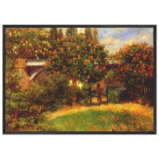 Railway Bridge at Chatou - Pierre-Auguste Renoir 70x100 cm / 28x40 inches Framed Art Print – Black Wooden Frame