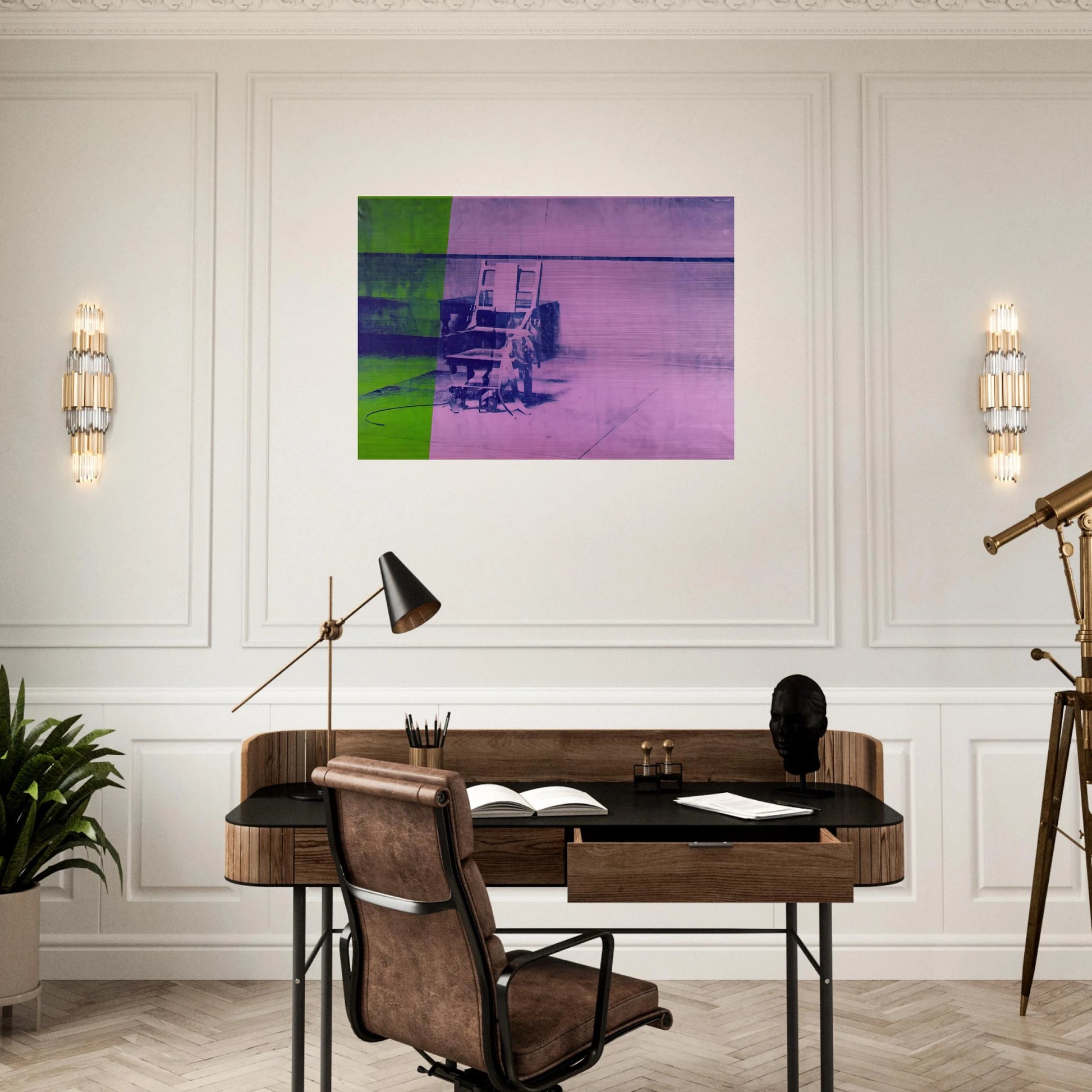Big electric chair - Andy Warhol Brushed Aluminum Print - 70x100 cm / 28x40 inches | Andy Warhol Aluminum Print | Andy Warhol Prints
