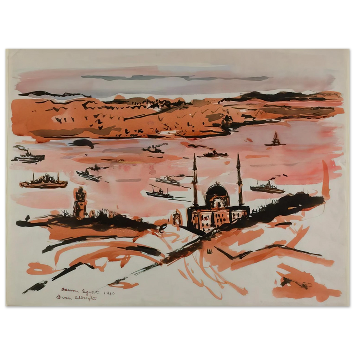 Ivan Albright - NILE RIVER AT ASWAN EGYPT 1960  75x100 cm / 30x40inches Fine Art Poster